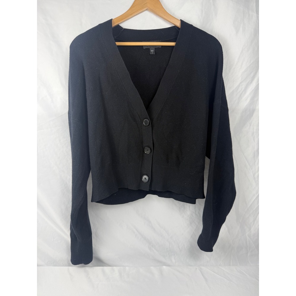 Express Size M Black Cropped Button Front Cardigan Sweater #mc